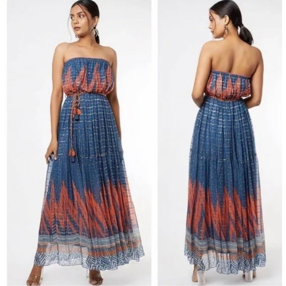 NWT Anthropologie Nora Maxi Dress Verb Size:4 Smocked Strapless BOHO MSRP:$228 - Picture 2 of 15